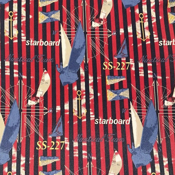 Vintage Cotton Traders Short Sleeve Sailboat Print Cotton Polo Shirt Size Large - Picture 4 of 7